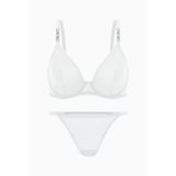 wonna lingerie güngören2565- Zincir Detaylı Tül Sütyen Külot Takım - Kapsız - Fashion - 2565 - Ekru