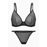 wonna lingerie güngören2565^ Zincir Detaylı Tül Sütyen Külot Takım - Kapsız - Fashion - 2565 - Siyah