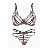 wonna lingerie güngören2566 Saten Biyeli Tül Sütyen Tanga Takım - Kapsız - Fashion - 2566 - Lepoar