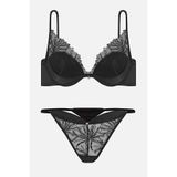 wonna lingerie güngören2724 Leonie Brodeli Parlak Taş Detaylı Saten Biyeli Sütyen Külot Takım - 2724 - Siyah