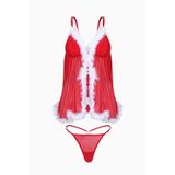 wonna lingerie güngören5004. Yılbaşı Fantezi Babydoll Ve Tanga Takım - 5004 - Kırmızı