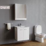 Wons Çizgi 60 cm Beyaz Banyo Dolabı