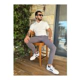 wontilotte Erkek Jogger Pantolon Füme Italyan Kesim Beli Kemerli Lastikli Bağcıklı Yüksek Kaliteli