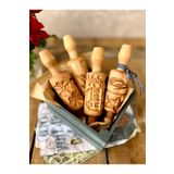 wood and craft 4'lü Hamur şekillendirici Kurabiye Merdanesi set 6 farklı desen Masif kayın ağacı