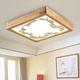 Wood Design World Ahşap Çerçeve Kenar Motifli Tavan LED Aydınlatma Avize - Altın - 1