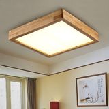 Wood Design World Doğal Ahşap Çerçeve Kare Tavan LED Avize - Modern Salon ve Ofis Aydınlatması -60x60cm - Beyaz - 1