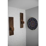 wood drum Duvar Tipi İkili Dekoratif Mumluk - Şık ve Fonksiyonel Tasarım