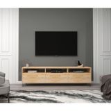 Wood Face Holmes Ceviz Televizyon Sehpası ve Ünitesi 174X30 Masif Dekoratif Metal Firkete Ayaklı - Ahşap