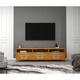 Wood Face Holmes Ceviz Televizyon Sehpası ve Ünitesi 174X30 Masif Dekoratif Metal Firkete Ayaklı - Meşe