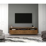 Wood Face Holmes Ceviz Televizyon Sehpası ve Ünitesi 174X30 Masif Dekoratif Metal Firkete Ayaklı