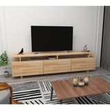Wood Face Verona Doğal Ahşap Tv Sehpası Tv Ünitesi Doğal Renk - Açık Kahverengi
