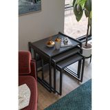 Wood House 3'lü Zigon Sehpa Tekerli Modern Tasarım 50 cm Genişlik ve 55 cm Yükseklik ile Pratik Kullanım - ANTRASİT