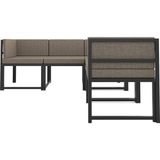 Wood House Doruk 5'li Köşe Takımı Kahve Renk Modern Tasarım Keten Kumaş 185 cm Derinlik 60 cm