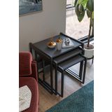 Wood House Lavisa 3'lü Zigon Sehpa (TEKERLİ) Antrasit-antrasit