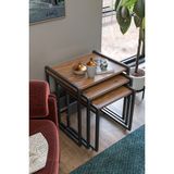 Wood House Lavisa 3'lü Zigon Sehpa Tekerli Modern Tasarım Metal Ayak Suntalam Yüzey 42,5 cm Derinlik - ÇAM