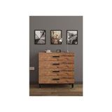 Wood House Melodi Çam Şifonyer 4 Çekmeceli Modern Tasarım 78x78 cm Fonksiyonel Kullanım - Atlantik Çam