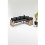 Wood House MİNA KÖŞE TAKIMI SİYAH-KAHVE (BALKON-BAHÇE-MUTFAK)