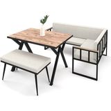 Wood House Polen Mutfak Köşe Takımı Minderli Metal Keten Modern 170 cm Derinlik 50 cm - Bej