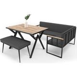 Wood House Polen Mutfak Köşe Takımı Minderli Modern Tasarım 110x70 cm Siyah Renkli Dayanıklı Malzeme