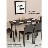 Wood Idea 50 x 110 cm Mermer Desen Metal Ayaklı Mutfak Masası Yemek Masası Balkon Masası