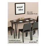 wood idea 50x110 Mermer Desen Metal Ayaklı Mutfak Masası Yemek Masası Balkon Masası