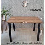 Wood İdea 70X110 cm Özel Tasarım Metal Ayaklı Salon Yemek Masası Çalışma Masası - Atlantik Çam