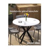 wood idea AHTAPOT AYAKLI YUVARLAK 90x90 BEYAZ YEMEK- SALON - MUTFAK VE BALKON MASASI