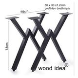 wood idea Masif Ahşap Masası-Yemek Masası-Çalışma Masası 2 Adet 73 cm Metal Ayak