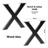 Wood Idea Metal Sehpa Ayakları Retro Model Ayak Ev Ofis Dekoratif Kütük Masif Orta Zigon Sehpa Ayağı