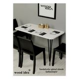 Wood İdea Mutfak Masası Yemek Masası 50X110 Metal Ayaklı Mutfak Masası Yemek Masası Balkon Masası