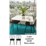 wood idea mutfak masası, yemek masası , balkon masası 60x90 metal ayaklı 2 sandalyeli