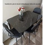 Wood İdea Wood Idea Mermer Desen Metal Ayaklı Mutfak Masası 60X90 cm Klasik Tasarım Suntalam Malzeme