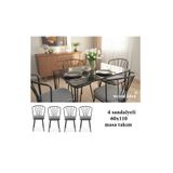 wood idea Yemek Masası Mutfak Masası ,Balkon masası 60x110 4 sandalyeli