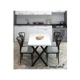 wood idea Yemek Masası Takımı ( X ) Ayaklı Mutfak Masası 70X110 + 4 Adet Sandalye - Beyaz