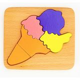 Wood & Joy Doğal Ahşap Çocuklar İçin Eğitici ve Öğretici Ahşap Renkli Dondurma Puzzle 3 Boyutlu Denge Oyunu - Turuncu