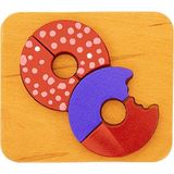 Wood & Joy Doğal Ahşap Çocuklar İçin Eğitici ve Öğretici Ahşap Renkli Donut Puzzle 3 Boyutlu Denge Oyunu - Kırmızı