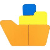 Wood & Joy Doğal Ahşap Çocuklar İçin Eğitici ve Öğretici Ahşap Renkli Gemi Puzzle 3 Boyutlu Denge Oyunu - Turuncu