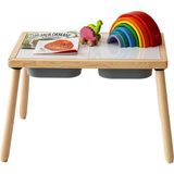 Wood & Joy Doğal Ahşap Duyusal Çocuk Aktivite Masası Oyun Masası ve Çocuk Çalışma Masası - Gri