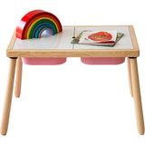 Wood & Joy Doğal Ahşap Duyusal Çocuk Aktivite Masası Oyun Masası ve Çocuk Çalışma Masası - Pembe
