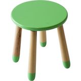 Wood & Joy Doğal Ahşap Renkli Çocuk Tabure (Yeşil) - Açık Yeşil