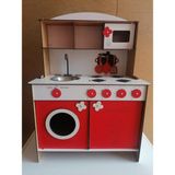 Wood Kids Emrin Ahşap Oyuncak ve Hediyelik Eşya 3mm Turuncu Ahşap Küçük Oyuncak Mutfak Set - Kırmızı