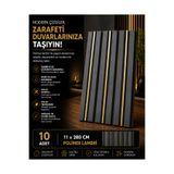 wood life Polimer Duvar Paneli ve Duvar Lambrisi ve Vestiyer Tv Ünistesi Dekoratif Paneli 11 X280 (10 ADET) antrasit gold renk