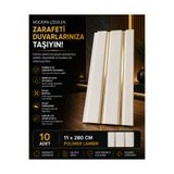 wood life Polimer Duvar Paneli ve Duvar Lambrisi ve Vestiyer Tv Ünistesi Dekoratif Paneli 11 X280 (10 ADET) beyaz- gold renk