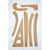 Wood Momente woodmomente 7 Parça Riga Cetvel Takımı Ahşap Renk 4 mm Kayın MDF Ölçüler Seti