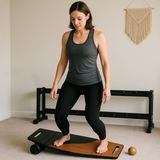 Wood Sone Art Siyah/kahve Denge Tahtası Balance Roller Board Çift Fonksiyonlu Sörf Eğitim Tahtası Kaykay Eğitim Tahtası 73 x 31 cm