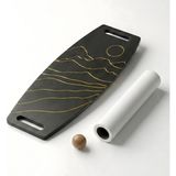 Wood Stone Art Siyah Denge Tahtası Balance Roller Board Çift Fonksiyonlu Sörf Eğitim Tahtası Kaykay Eğitim Tahtası 73 x 31 cm