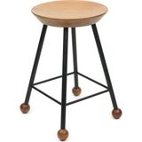 Wood Stone Art Tabure Bar Taburesi Ahşap Demir Ayaklı Ahşap Topuzlu Modern Rahat - Siyah - 47 Cm
