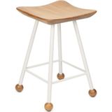 Wood Stone Art Tabure Bar Taburesi Beyaz cm Kavisli Kare Oturma Yeri Bar Taburesi Ahşap Demir Ayaklı Ahşap Topuzlu Modern Woodstoneart - 47 CM