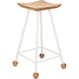 Wood Stone Art Tabure Bar Taburesi Beyaz cm Kavisli Kare Oturma Yeri Bar Taburesi Ahşap Demir Ayaklı Ahşap Topuzlu Modern Woodstoneart - 65 CM