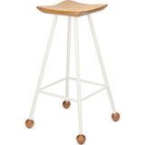 Wood Stone Art Tabure Bar Taburesi Beyaz cm Kavisli Kare Oturma Yeri Bar Taburesi Ahşap Demir Ayaklı Ahşap Topuzlu Modern Woodstoneart - 75 CM